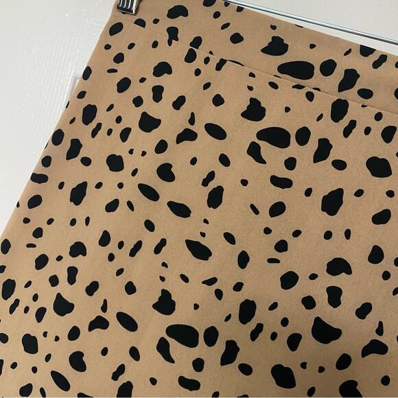 SHEIN • Tan Dalmatian Animal Print Ruffle High Low Pull On Maxi Skirt - Picture 6 of 7